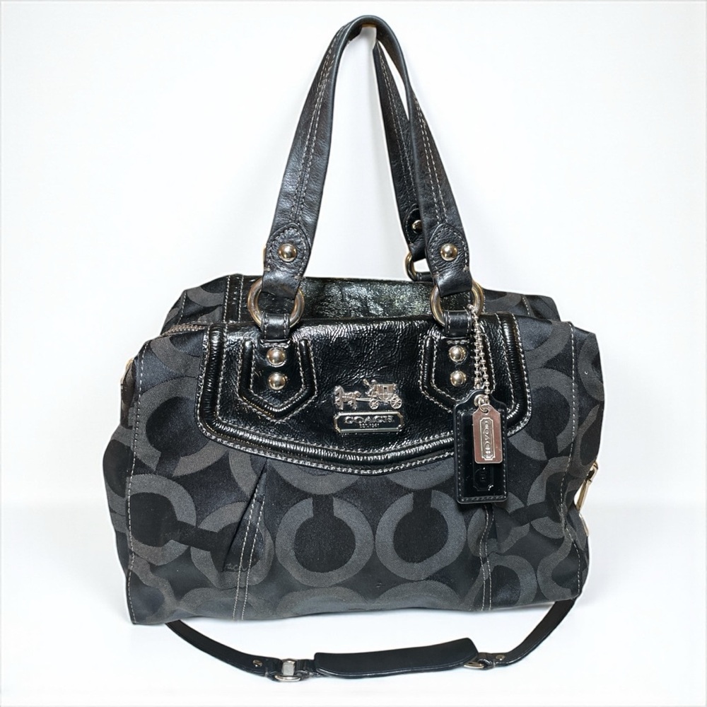‼️SPRING SALE Coach Madison Audrey Op Art in Black & Black Leather Trim 🖤 - Picture 3 of 17